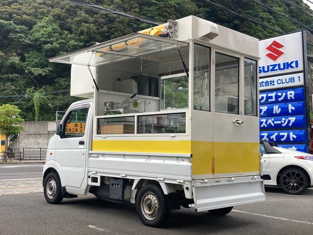 キャリイトラック 　キッチンカー　フライヤー　保温容器　冷蔵庫　ミキサー　電源　シンク　ホットスナック　換気扇　オーニング　キッチンセット未使用新品　５速マニュアル　エアコン　パワステ（2枚目）