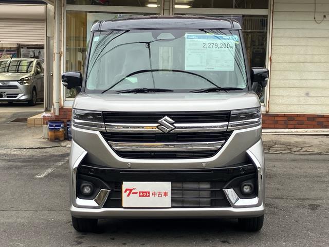 スペーシアカスタム ハイブリッドＸＳ　届出済未使用車／ナビ・フルセグＴＶ／Ｂｌｕｅｔｏｏｔｈ接続／パーキングセンサー／ヘッドアップディスプレイ／ＬＥＤヘッドランプ／両側電動スライドドア／ステアリングヒーター／１５インチＡＷ（5枚目）