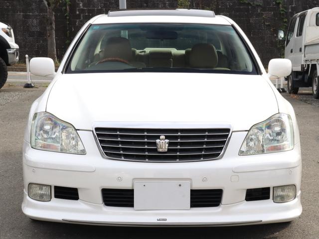 クラウン ロイヤルサルーン ベージュ本革シート サンルーフ カールソン20インチAW ローダウン 後期バンパー モデリスタフルエアロ シートヒーター(7枚目)