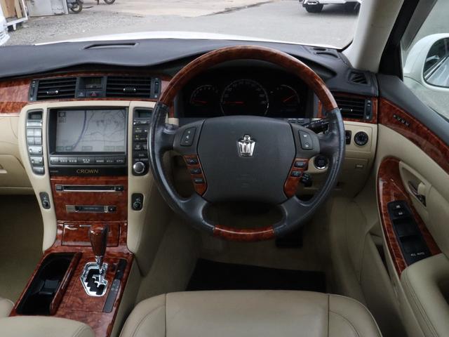 クラウン ロイヤルサルーン ベージュ本革シート サンルーフ カールソン20インチAW ローダウン 後期バンパー モデリスタフルエアロ シートヒーター(29枚目)