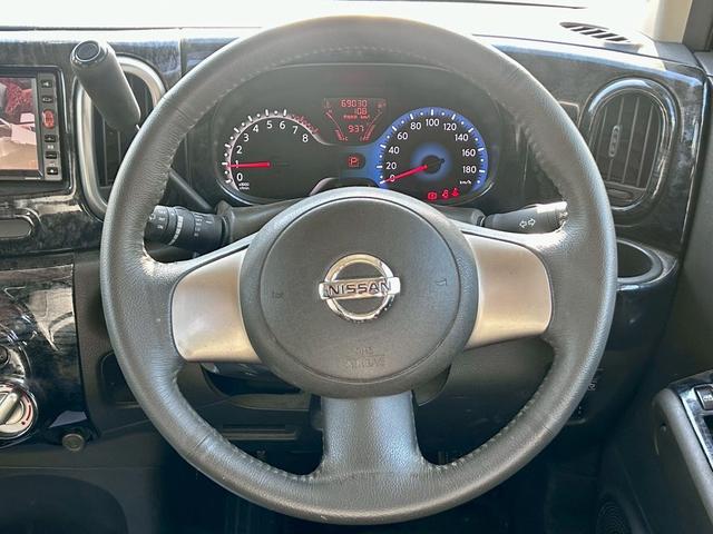 キューブ ライダー 禁煙車 走行69030km ナビ地デジTV インテリジェントキー ベンチシート 黒革調シートカバー ダウンサス 純正エアロ 純正アルミホイール(12枚目)
