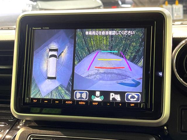 スペーシアカスタム ハイブリッドＸＳターボ　両側電動ドア　ターボ　純正８インチナビ　全周囲カメラ　衝突被害軽減システム　レーダークルーズ　禁煙車　ハーフレザーシート　シートヒーター　ドラレコ　コーナーセンサー　スマートキー　ＬＥＤヘッド　ＥＴＣ（7枚目）