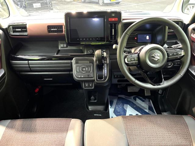 スペーシアカスタム ハイブリッドXSターボ 禁煙車 両側電動スライドドア ターボ 純正9インチナビ 全周囲カメラ 衝突軽減システム ハーフレザーシート レーダークルーズ ステアリングヒーター ヘッドアップディスプレイ bluetooth再生(2枚目)