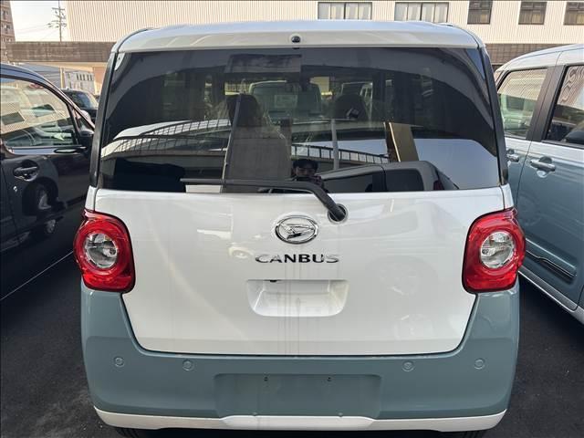 ムーヴキャンバス ストライプスＧ　届出済未使用車　禁煙車両側電動スライドドア　アイドリングストップ　衝突被害軽減ブレーキキーレス　スマートキー　電子パーキング（3枚目）