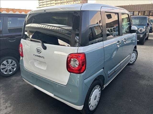 ムーヴキャンバス ストライプスＧ　届出済未使用車　禁煙車両側電動スライドドア　アイドリングストップ　衝突被害軽減ブレーキキーレス　スマートキー　電子パーキング（4枚目）