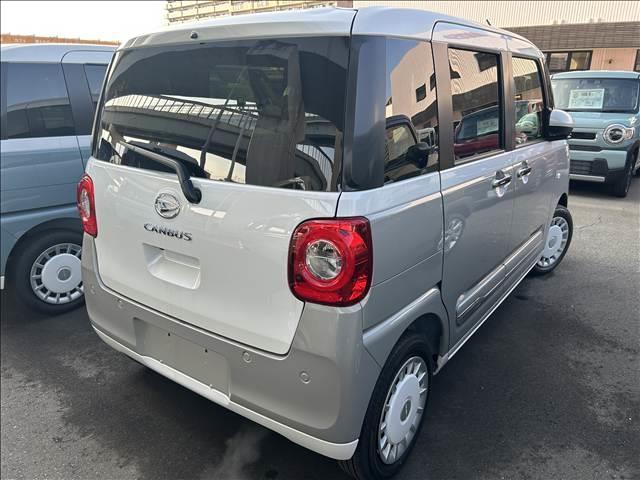 ムーヴキャンバス ストライプスＧ　届出済未使用車　禁煙車両側電動スライドドア　アイドリングストップ　衝突被害軽減ブレーキキーレス　スマートキー　電子パーキング（4枚目）