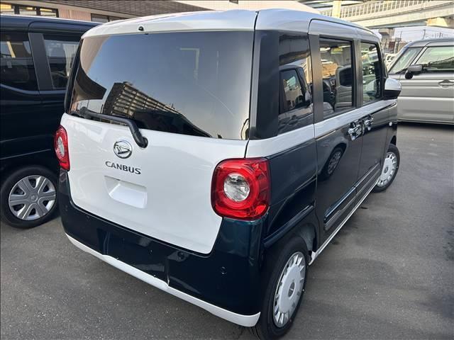 ムーヴキャンバス ストライプスG 届出済未使用車 禁煙車両側電動スライドドア アイドリングストップ 衝突被害軽減ブレーキキーレス スマートキー 電子パーキング(4枚目)