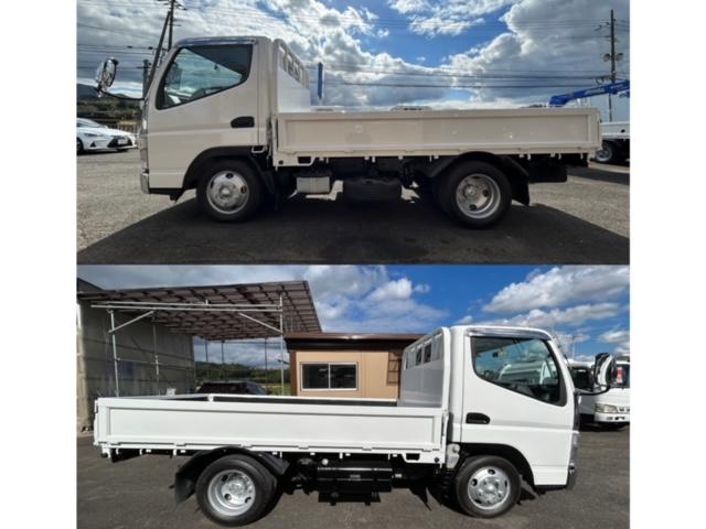 キャンター 全低床　平ボディ　平ボデ　全低床　２ｔ積　５ＭＴ　ディーゼルターボ　全面塗装済　車内清掃済　車体サイズ長４６９／幅１６９／高１９５（ｃｍ）　ロープフック３ｘ２（5枚目）