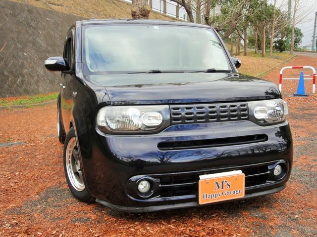 キューブ １５Ｘ　インディゴ＋プラズマ　ナビ　フルセグ　社外シートカバー　車高調　社外アルミ　社外ウインカーミラー（2枚目）