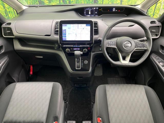 セレナ ハイウェイスターＶ　後席モニタ　両側電動スライドドア　衝突軽減装置　禁煙車　１１インチＳＤナビ　全周囲カメラ　ＥＴＣ　Ｂｌｕｅｔｏｏｔｈ　フルセグ　ドライブレコーダー　スマートキー　シートヒーター　ＬＥＤヘッドライト（2枚目）