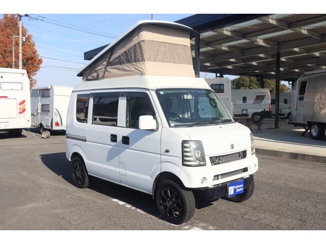 エブリイ ジョインターボ フィールドライフ コング 登録遅れ キャンピングカー 車中泊 ポップアップルーフ サブバッテリー シンク 走行充電 外部電源 リフトアップ 社外15インチアルミホイール ナビ ETC(15枚目)