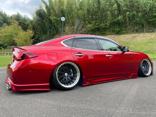 フーガ ３７０ＧＴ　タイプＳ　★インフィニティ後期仕様・ワンオフエアロ・フェンダー加工・社外エアサス４独仕様・Ｋブレイク２０インチ深リムホイル・社外ブレーキキット・運転席助手席シートヒーター、シートエアコン・本革シート（7枚目）