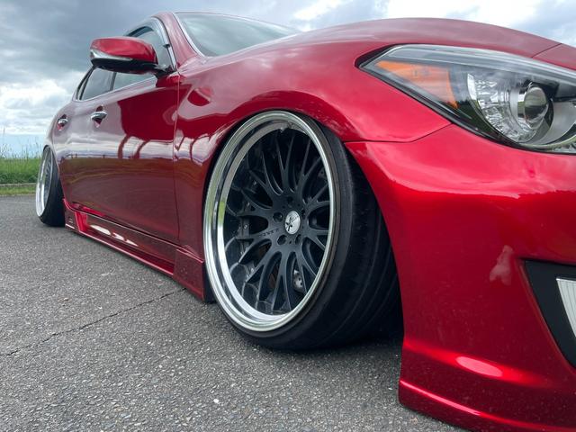 フーガ ３７０ＧＴ　タイプＳ　★インフィニティ後期仕様・ワンオフエアロ・フェンダー加工・社外エアサス４独仕様・Ｋブレイク２０インチ深リムホイル・社外ブレーキキット・運転席助手席シートヒーター、シートエアコン・本革シート（16枚目）