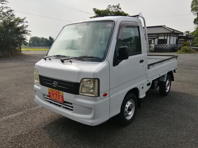 サンバートラック 　４ＷＤ　５速ミッション　パワステ　エアコン　三方開　　走行１２２２００ｋｍ　タイミングベルト交換済み　車検２年付き　内外装クリーニング済み（7枚目）