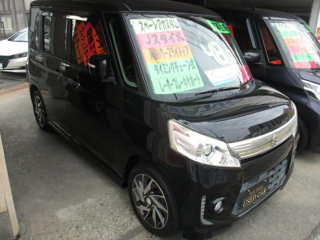 スペーシアカスタム Ｊスタイル　無事故車　車検Ｒ８年３月　両側パワースライドドア　レーダーブレーキサポート　社外ナビ　ＴＶ・ＤＶＤ・ＣＤ・ＥＴＣ　Ｂｌｕｅｔｏｏｔｈ　バックカメラ　ＨＩＤヘッドライト　シートヒーター（3枚目）