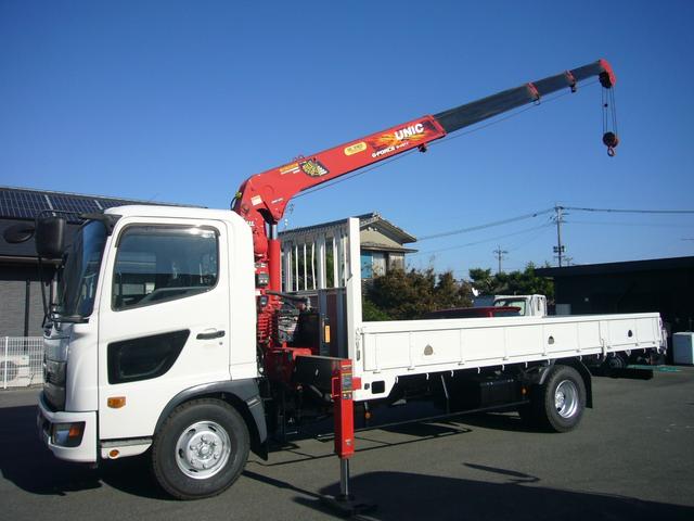 ヒノレンジャー 全低床　古河ユニック　フックイン　ＦＭＡＭラジオ　ＥＴＣ　カラーインフォメーションモニター　自動被害軽減ブレーキ　車線逸脱警報・横滑り防止装置　坂道発進補助装置　オーバーヘッドシェルフ　荷台新塗装済み（12枚目）