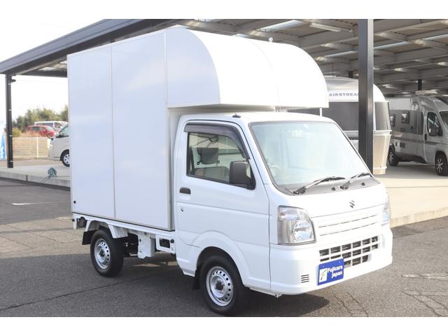 キャリイトラック 移動販売車　キッチンカー　８ナンバー　３槽シンク　冷凍冷蔵庫　給排水１００Ｌ　換気扇　扇風機　外部電源　カウンターテーブル　ワンオーナー　ライディングレール　ミラー型前後ドラレコ　コンセント販売窓（17枚目）