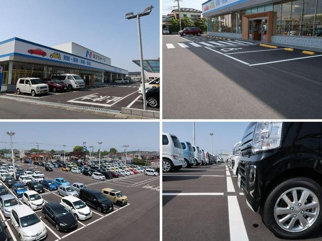 大きなＮマークの看板が目印！広々とした駐車場にはお体の不自由な方向け駐車場もございますので、どなた様でも安心してご来場ください。展示場には豊富な在庫をご用意。メーカー問わず比較していただけます。