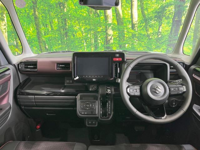 スペーシアカスタム ハイブリッドＸＳ　届出済未使用車　両側電動ドア　全周囲カメラ　衝突被害軽減システム　レーダークルーズ　ハーフレザーシート　コーナーセンサー　スマートキー　ＬＥＤヘッド　純正１５インチアルミ　オートハイビーム（2枚目）