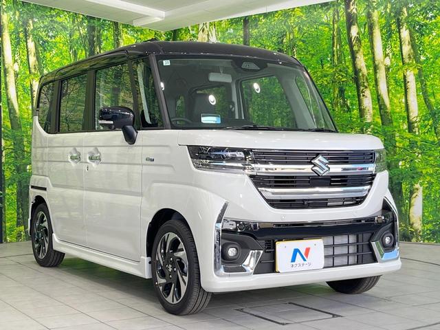 スペーシアカスタム ハイブリッドＸＳ　届出済未使用車　両側電動ドア　全周囲カメラ　衝突被害軽減システム　レーダークルーズ　ハーフレザーシート　コーナーセンサー　スマートキー　ＬＥＤヘッド　純正１５インチアルミ　オートハイビーム（16枚目）