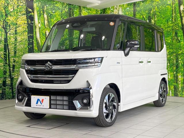 スペーシアカスタム ハイブリッドＸＳ　届出済未使用車　両側電動ドア　全周囲カメラ　衝突被害軽減システム　レーダークルーズ　ハーフレザーシート　コーナーセンサー　スマートキー　ＬＥＤヘッド　純正１５インチアルミ　オートハイビーム（21枚目）