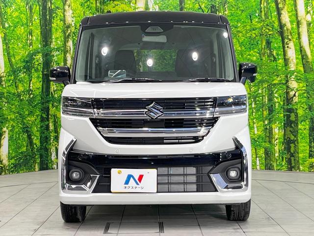 スペーシアカスタム ハイブリッドＸＳ　届出済未使用車　両側電動ドア　衝突被害軽減システム　レーダークルーズ　ハーフレザーシート　コーナーセンサー　スマートキー　ＬＥＤヘッド　純正１５インチアルミ　オートハイビーム　車線逸脱警報（14枚目）