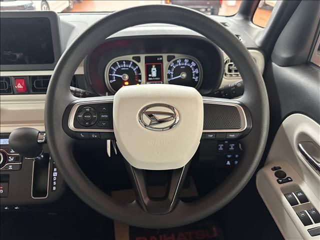 ムーヴキャンバス ストライプスＧ　届出済未使用車　ブレーキサポート　ソナー　アイドリングストップ　両側電動スライドドア　スマートキー　プッシュスタート　Ｗシートヒーター　ＬＥＤヘッドライト　オートライト　オートエアコン（12枚目）