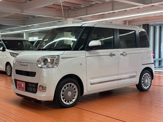 ムーヴキャンバス セオリーＧ　届出済未使用車　バックカメラ　ブレーキサポート　ソナー　アイドリングストップ　スマートキー　プッシュスタート　Ｗシートヒーター　両側電動スライドドア　オートライト　オートエアコン　ＬＥＤヘッドライト（3枚目）