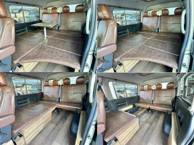 ハイエースワゴン GL ワンオーナー/ベッド/テーブル/床張り/特設ライトイエロー/バンパーガード/DEENコロラド/16AW/TOYOオープンカントリーRT/フリップダウンモニター/全方位カメラ/中古ハイエースカスタム(6枚目)