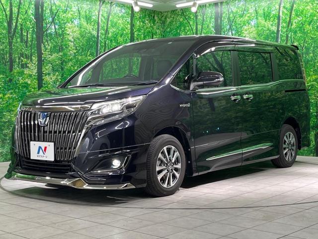 エスクァイア トヨタ ハイブリッドｇｉプレミアムパッケジブラックテーラード 特別仕様車 モデリスタエアロ 禁煙車 衝突軽減装置 ９型ナビ フルセグｔｖ 両側電動スライド ｅｔｃ ｌｅｄヘッド 純正１５インチａｗ シートヒーター オートマチックハイビーム クルーズ