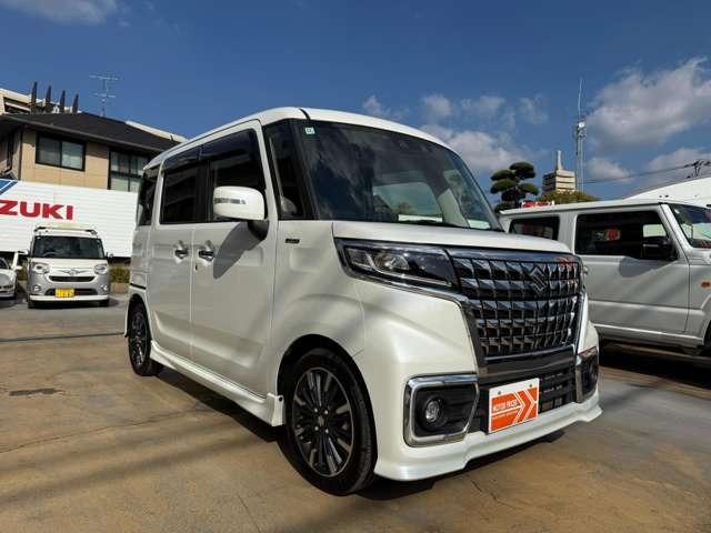 スペーシアカスタム ハイブリッドXS 禁煙車 ワンオーナー ビルトインETC シートヒーター 走行中TVOK純正アルミ オートエアコン スマートキー プッシュスタート 両側パワースライドドア(3枚目)