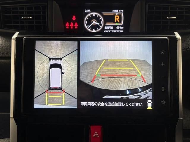 ルーミー カスタムＧ－Ｔ　純正９型Ｄオーディオ／全周囲／両側電動スライド／地デジ／衝突軽減／クリアランスソナー／シートヒーター／ＥＴＣ／ＬＥＤヘッドライト／スマートキー／プッシュスタート／電動パーキングブレーキ（4枚目）