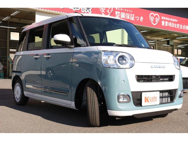 ムーヴキャンバス ストライプスＧ　バックカメラ　両側電動スライドドア　クリアランスソナー　衝突被害軽減システム　オートライト　ＬＥＤヘッドランプ　スマートキー　アイドリングストップ　電動格納ミラー　シートヒーター　ベンチシート　ＣＶＴ（3枚目）