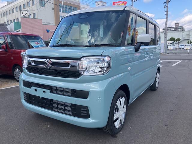 スペーシア ハイブリッドX 両側電動スライドドア クリアランスソナー 衝突被害軽減システム オートライト LEDヘッドランプ スマートキー アイドリングストップ 電動格納ミラー シートヒーター ベンチシート CVT(2枚目)