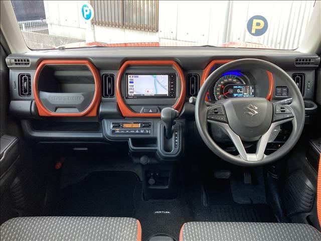 ハスラー ハイブリッドＧ　禁煙車　社外ナビ　Ｂｌｕｅｔｏｏｔｈ　ＣＤ　ＤＶＤ　バックカメラ　ＥＴＣ　両席シートヒーター　アイドリングストップ　クルーズコントロール　衝突軽減ブレーキ　アクセル踏み間違い防止装置　障害物センサー（2枚目）
