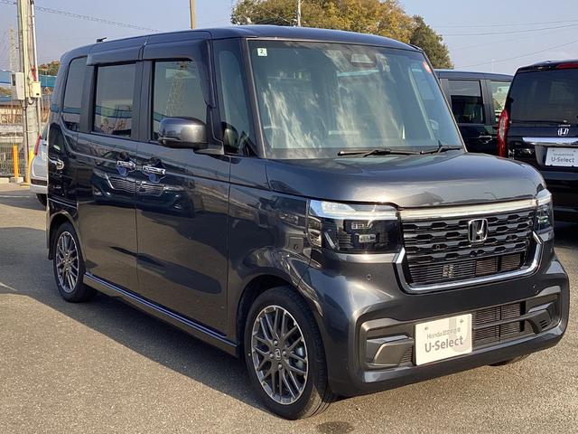 N-BOXカスタム ターボ 当社レンタUP車・ナビ・リヤカメラ・ETC・ドラレコ・両側パワースライドドア・LEDヘッドライト・衝突軽減ブレーキ・クルーズコントロール・スマートキー・オートエアコン・シートヒーター・取説・記録簿(3枚目)