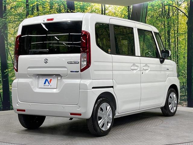 スペーシア ハイブリッドX 届出済未使用車 両側電動ドア 衝突被害軽減システム コーナーセンサー スマートキー シートヒーター LEDヘッドライト 車線逸脱警報 オートライト オートエアコン プライバシーガラス 電動格納ミラー(17枚目)