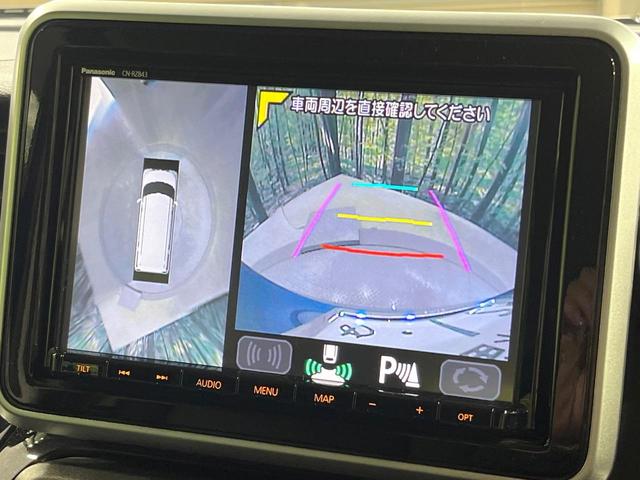 スペーシアカスタム ハイブリッドＸＳ　禁煙車　両側電動ドア　純正８型ナビ　全周囲カメラ　ドラレコ　Ｂｌｕｅｔｏｏｔｈ　ビルトインＥＴＣ　衝突被害軽減システム　合皮コンビシート　シートヒーター　コーナーセンサー　スマートキー　ＬＥＤヘッド（3枚目）