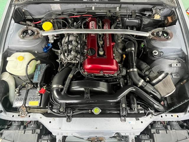 シルビア Ｋ’ｓクラブセレクションスーパーハイキャスＰ　新品フルタップ車高調　ロンシャン　１５インチアルミホイール　新品タイヤ装着　全塗装済車両　サンルーフ　社外マフラー　レカロシート　社外ステアリング（4枚目）