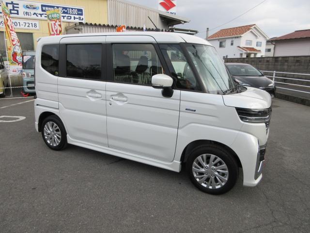 スペーシアカスタム ハイブリッドGS フラット7認定中古車 衝突軽減ブレーキ 展示車 シートヒーター カーテンエアバック 左側電動スライドドア レーンキープアシスト アクセル踏み間違い防止装置 横滑り防止装置 障害物センサー 盗難防止装置(7枚目)