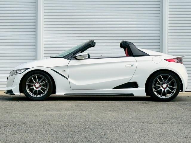 S660 α 無限フルエアロ/リアスポイラー/BLITZ(ブリッツ)車高調/WORK EMOTION(ワークエモーション)15インチアルミ/赤無限シートカバー/sense-brand(センスブランド)4本出マフラー(4枚目)