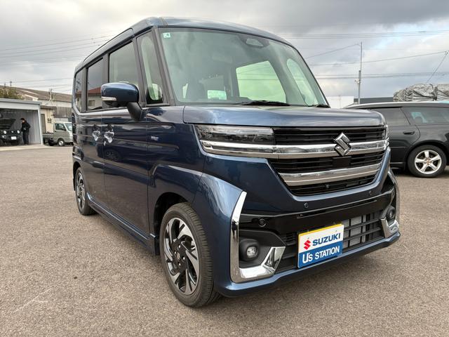 スペーシアカスタム カスタム　ＨＹＢＲＩＤ　ＸＳ　純正ナビ　全方位Ｃ　両側ＰＳＤ　バックカメラ　オートライト　Ｂｌｕｅｔｏｏｔｈ　スライドドア　純正ナビ　プッシュスタート　シートヒーター　オートエアコン　スズキセーフティーサポート　アイドリングストップ　横滑り防止機能（3枚目）