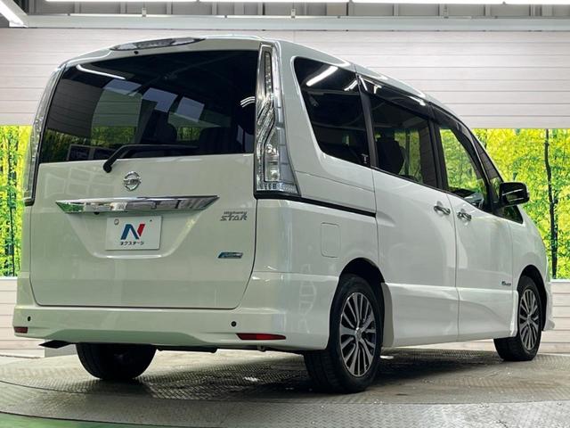 セレナ ハイウェイスター S-ハイブリッド 禁煙車 純正8型ナビTV 純正11型後席モニター 両側電動ドア サイド/バックカメラ エマージェンシーブレーキ LEDヘッド 純正OP16インチAW 後席オートエアコン コーナーセンサー DVD再生(17枚目)