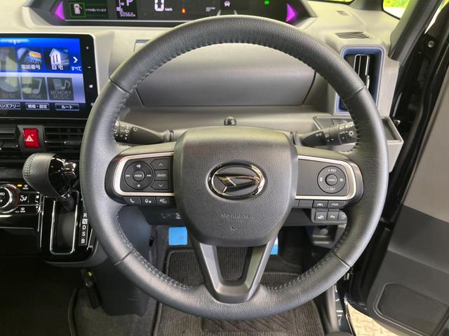 【純正革巻きステアリング】上質な革を使用することで、手にしっかり馴染みとても運転しやすいハンドルです♪