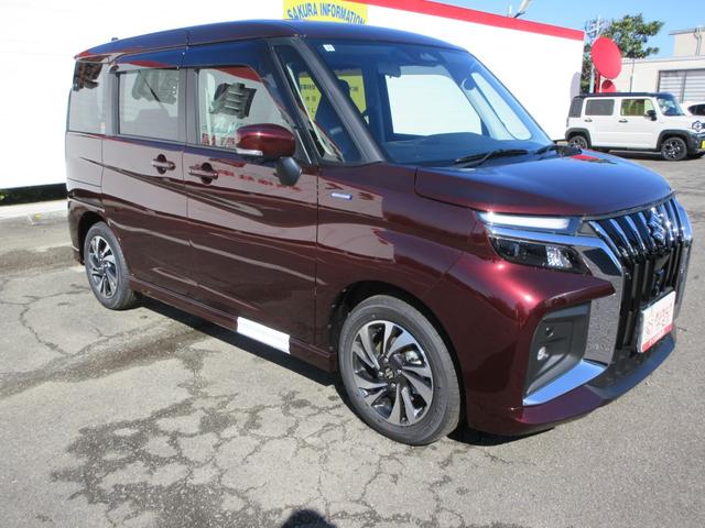 ソリオバンディット ハイブリッドＭＶ　アダプティブクルーズコントロール　ヘッドアップディスプレイ　衝突被害軽減ブレーキ　シートヒーター障害物センサー　ナビＴＶ　全周囲カメラ　ロールサンシェード　パーソナルテーブル　両側電動スライドドア（5枚目）