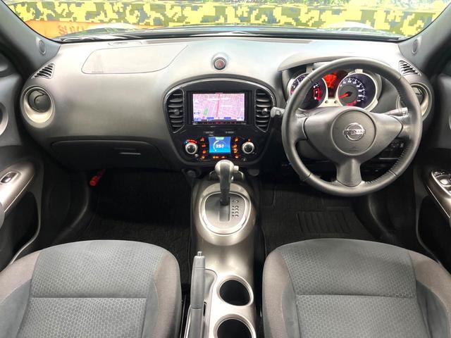 ジューク 15RX タイプV carrozzeriaSDナビ 禁煙車 ETC オートライト オートエアコン Bluetooth CD DVD再生 革巻きステアリング フルセグ 16インチスチールホイール(2枚目)