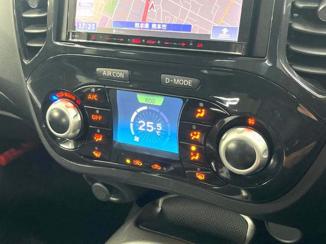 ジューク 15RX タイプV carrozzeriaSDナビ 禁煙車 ETC オートライト オートエアコン Bluetooth CD DVD再生 革巻きステアリング フルセグ 16インチスチールホイール(6枚目)