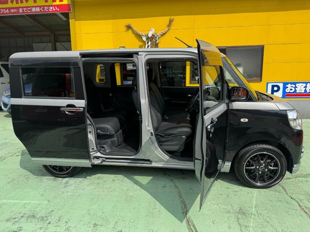 ムーヴキャンバス Ｘリミテッドメイクアップ　ＳＡＩＩ　社外ナビ　フルセグ　バックカメラ　両側パワスラ　ＬＥＤヘッドライト　フォグランプ　シートカバー　社外１４インチアルミ　革巻きステアリング　ステアリングスイッチ　キーフリー　エコアイドル　ＥＴＣ（10枚目）