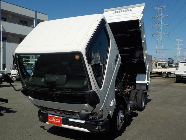 キャンター 3tダンプ 全低床強化 新明和 5MT ターボ 衝突軽減ブレーキ 横滑り防止 バックカメラ 障害物センサー スマートキー キーレス フロントフォグランプ 三方開 後輪ダブル(12枚目)