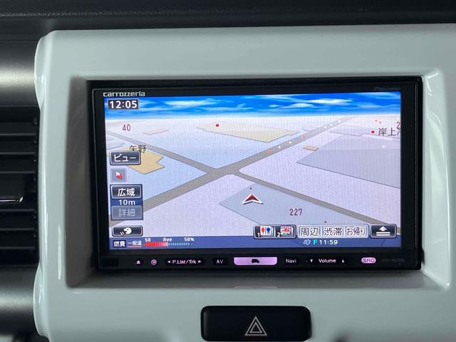 ハスラー Ｇ　ＥＴＣ　ナビ　衝突被害軽減システム　スマートキー　アイドリングストップ　電動格納ミラー　シートヒーター　ベンチシート　ＣＶＴ　盗難防止システム　ＡＢＳ　ＥＳＣ　ＣＤ　ＤＶＤ再生　Ｂｌｕｅｔｏｏｔｈ（4枚目）